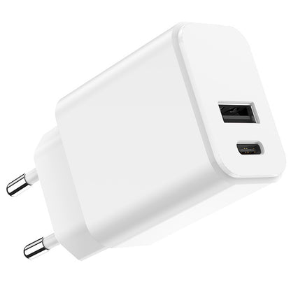 Caricatore di rete Setty, 20W, 3A, 1 x USB-A - 1 x USB-C, bianco