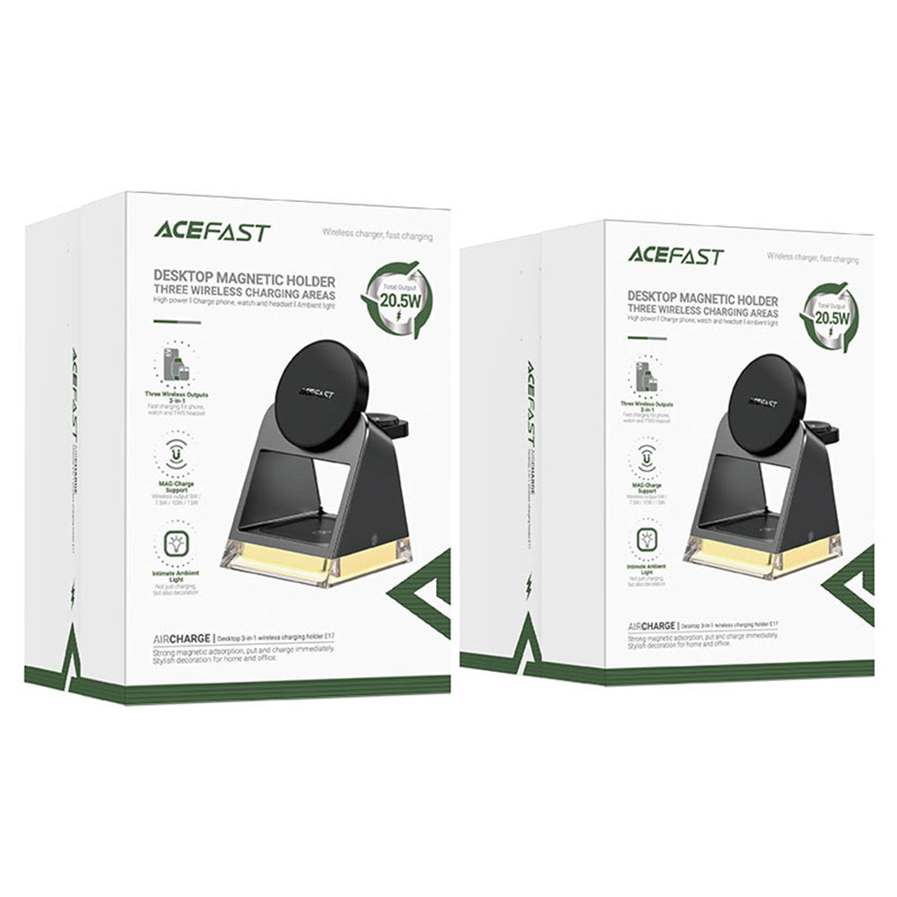 Caricabatterie Wireless Retea Acefast E17 3in1, 15W, 1.67A, Nero