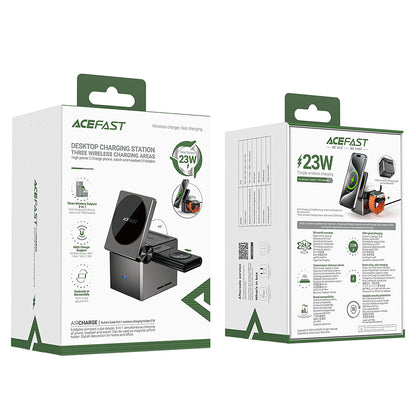 Caricabatterie Wireless Retea Acefast E18 Cubo di Rubik 3in1, 23W, 1.67A, Grigio