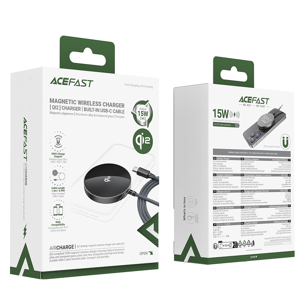 Caricabatterie Wireless Retea Acefast E24, 15W, 1.67A, Grigio