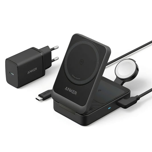 Caricabatterie Wireless Anker MagGo 3in1, 15W, 1.67A, Nero, Ricondizionato B2557311