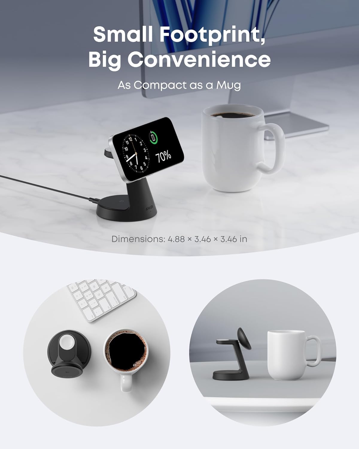 Anker MagGo 3in1 Wireless Network Charger, 15W, 1.67A, Black B25M4G11