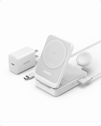 Caricabatterie Wireless Anker MagGo 3in1, 15W, 1.67A, Bianco B2557321