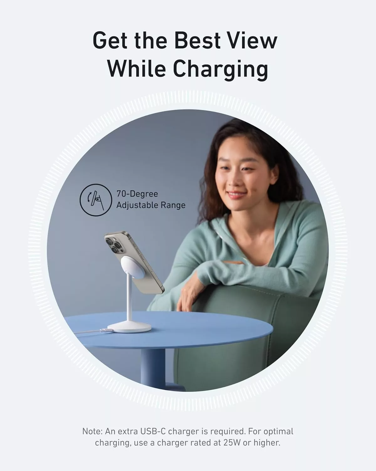 Anker MagGo Stand Wireless Network Charger, 15W, 1.67A, White A25X1H21