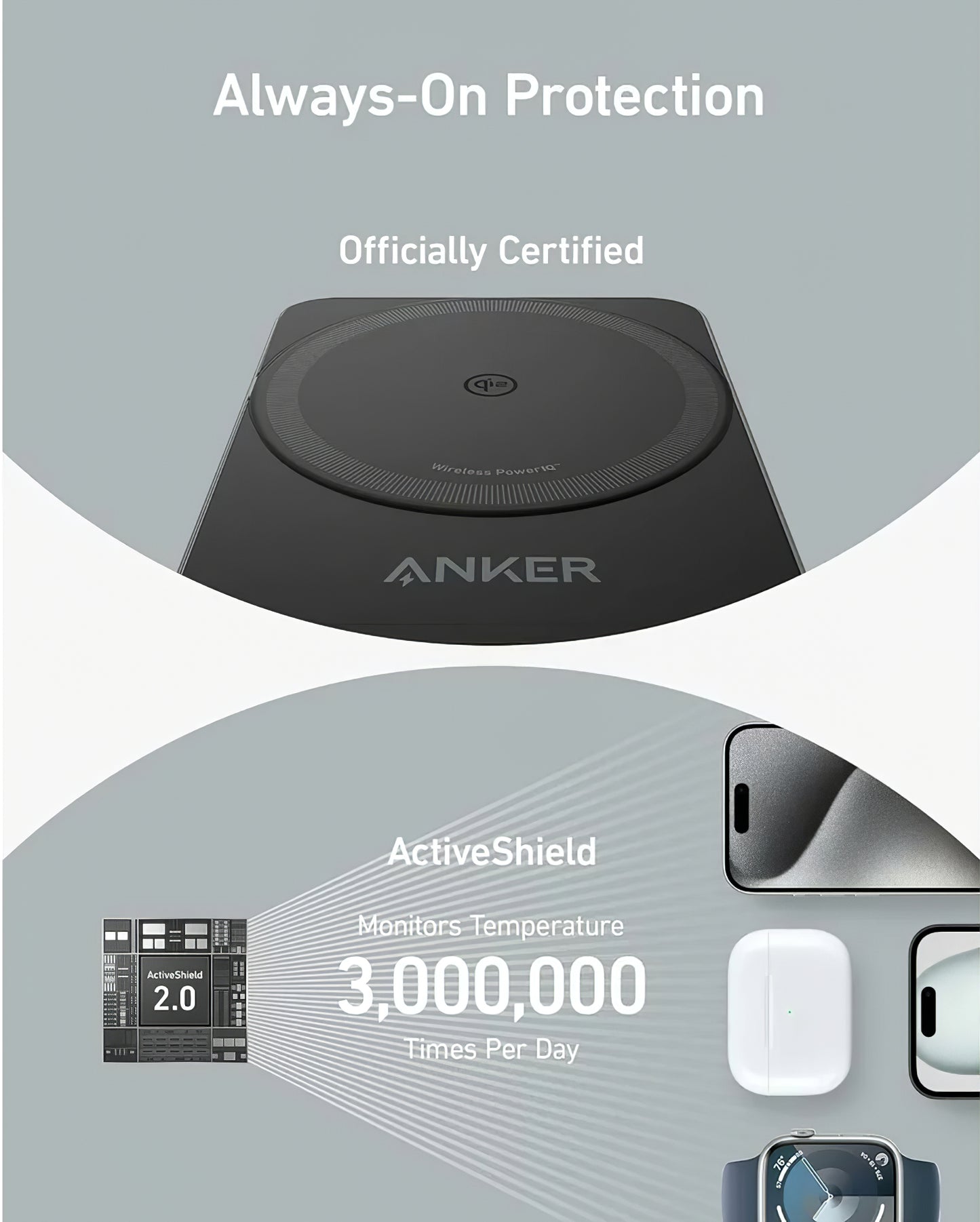 Anker MagGo 3in1, 15W, 1,67A, nero B2557311 