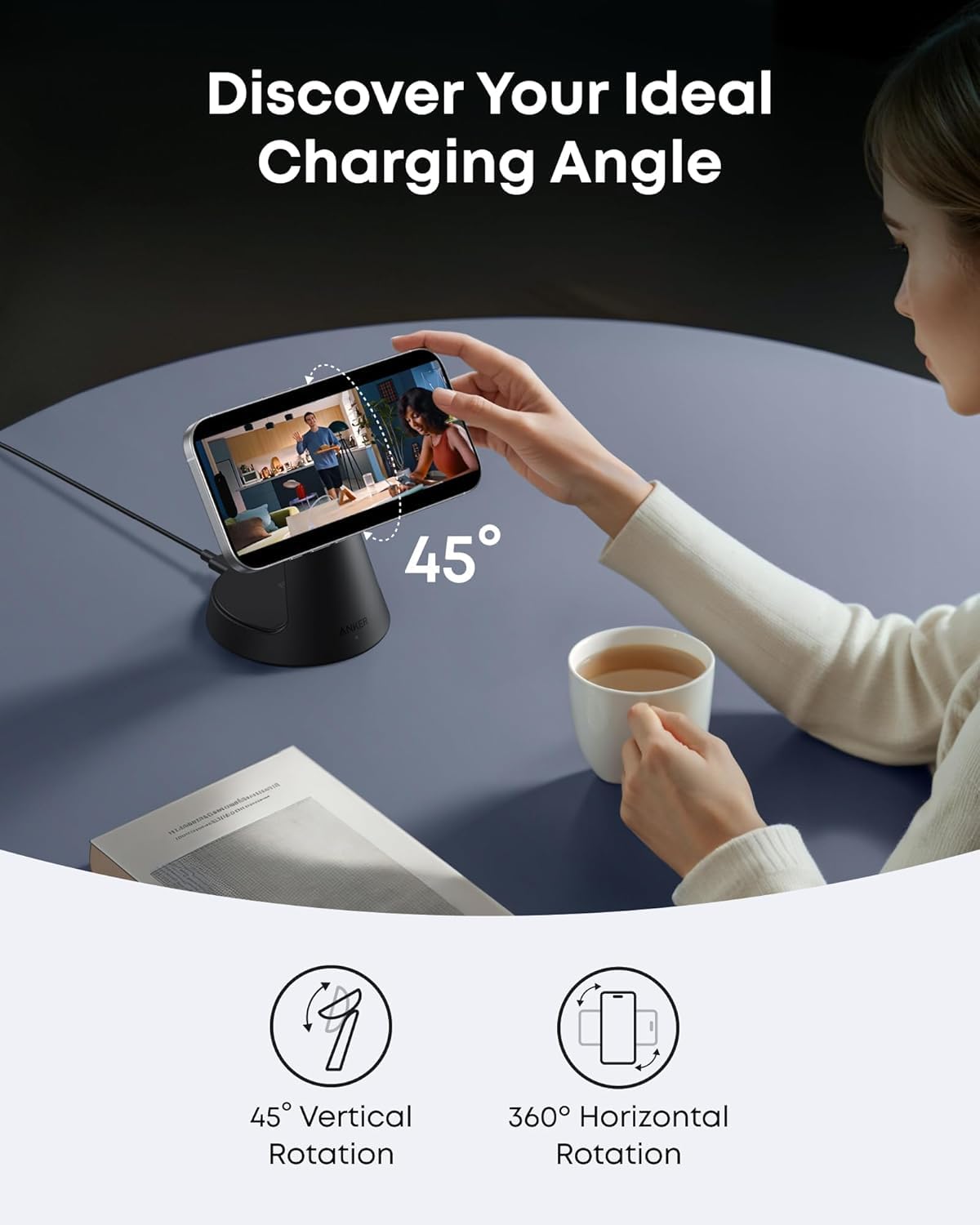 Anker MagGo 3in1 Wireless Network Charger, 15W, 1.67A, Black B25M4G11
