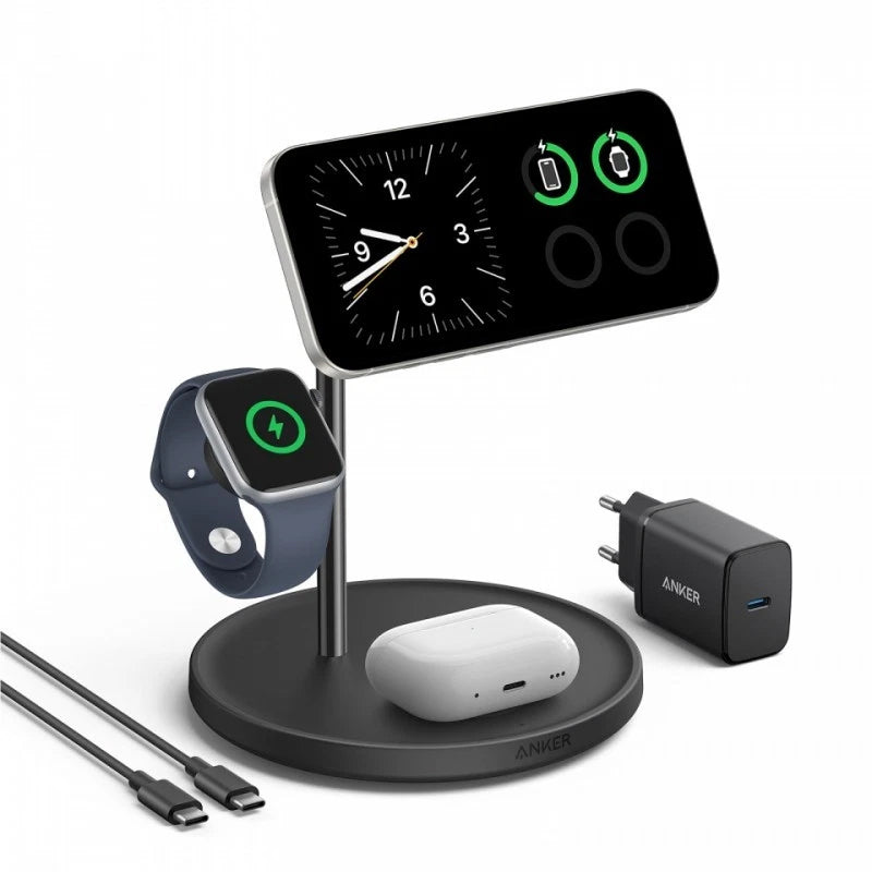 Caricabatterie Wireless Anker MagGo 3in1, 25W, 1.67A, Nero B25M3311