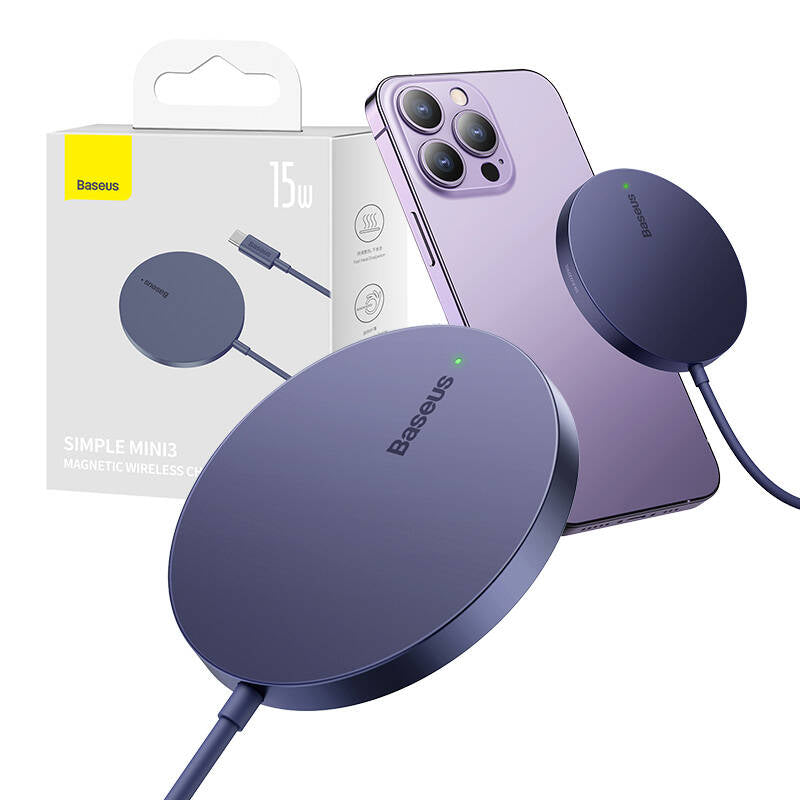 Baseus Simple Mini3 Wireless Network Charger, 15W, 1.67A, Purple CCJJ040205
