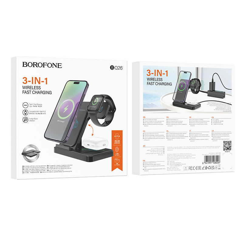 Caricatore di rete wireless Borofone BQ26, 15W, 1,67A, nero 