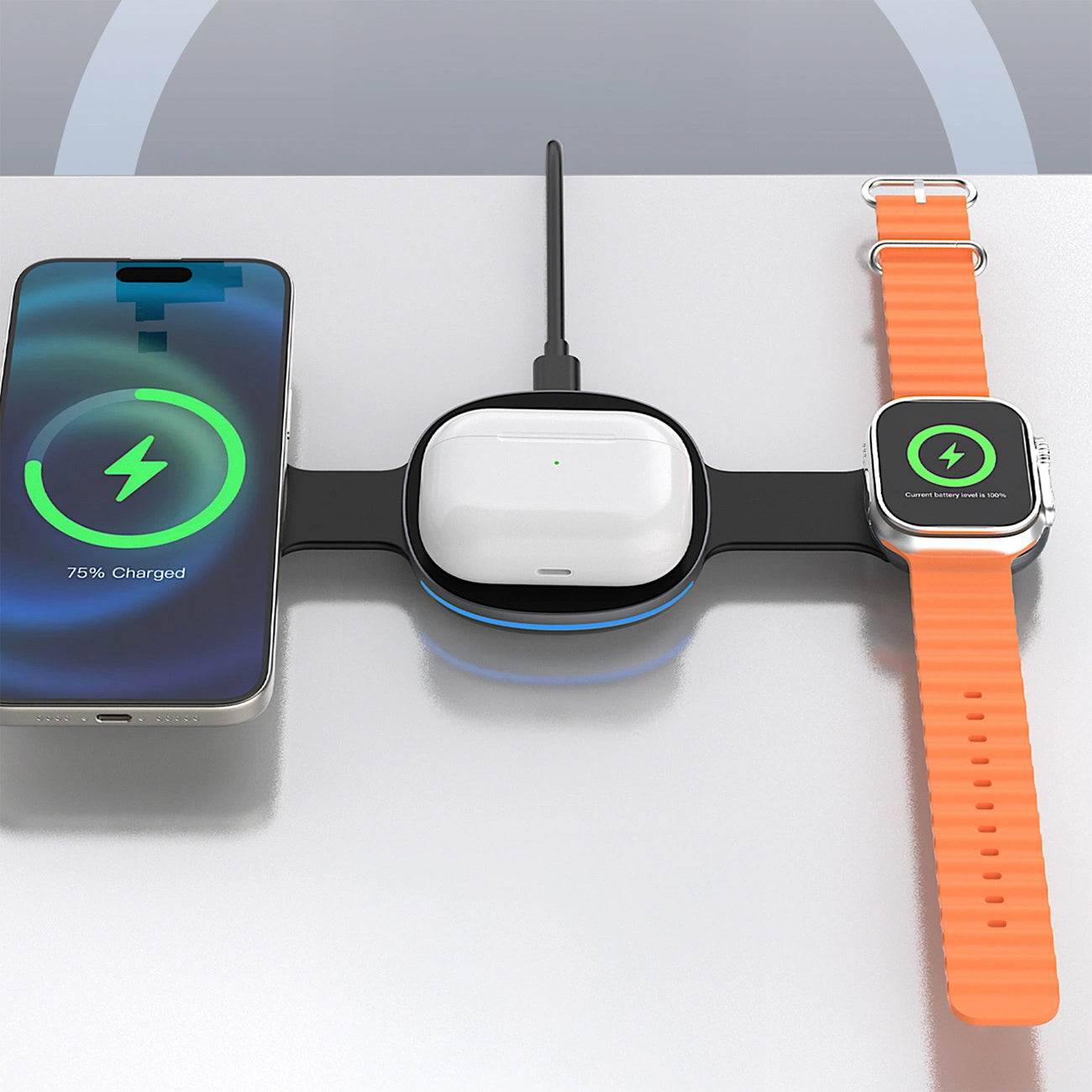 Caricabatterie Rete Wireless Dudao A11S 3in1, 15W, Nero