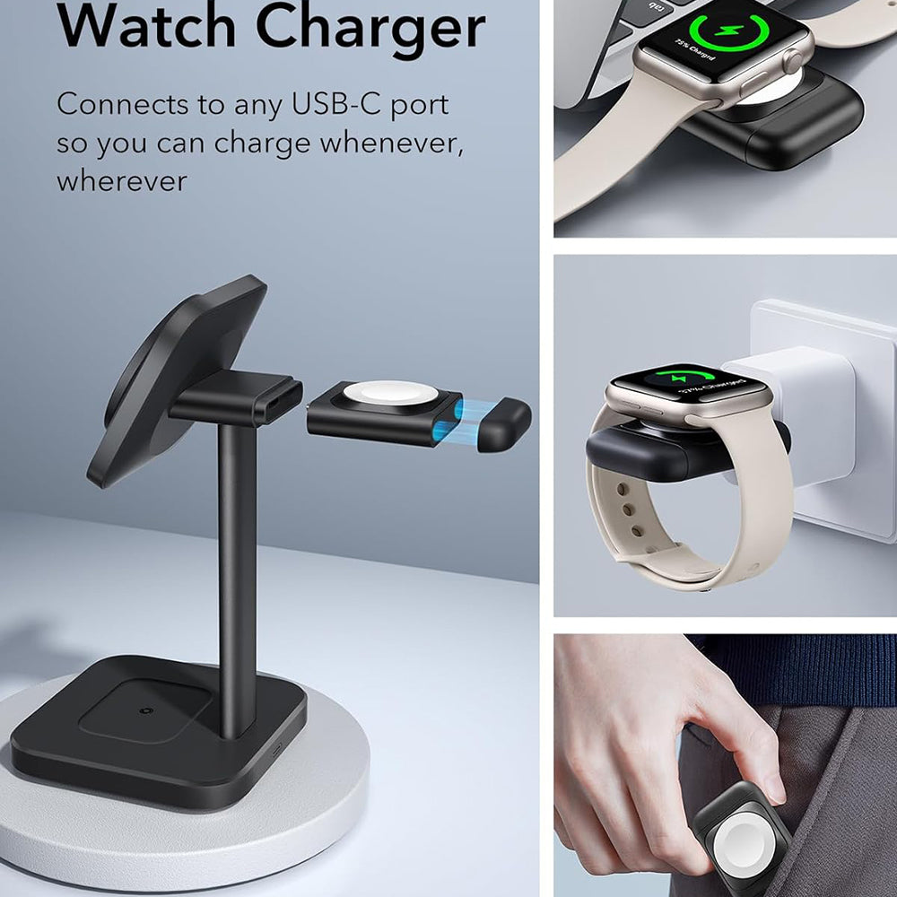 Caricabatterie Wireless Retea ESR HaloLock 3in1, 15W, 1.67A, Nero