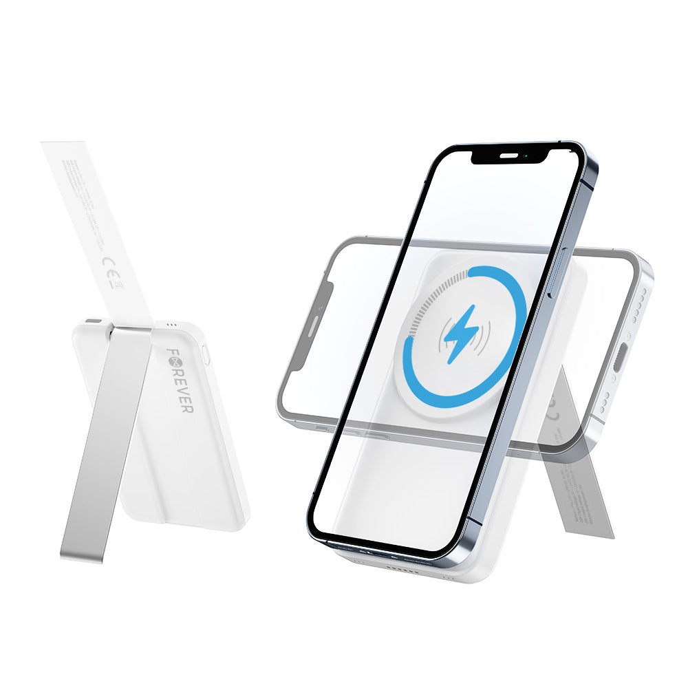 Caricabatterie Wireless Forever MACS-100 5in1, 20W, 3A, 1 x USB-A, Bianco