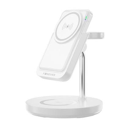 Caricabatterie Wireless Forever MACS-100 5in1, 20W, 3A, 1 x USB-A, Bianco