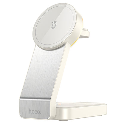 Caricabatterie Wireless Retea HOCO CQ3 3in1, 15W, 1.67A, Bianco