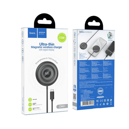 Caricabatterie Wireless HOCO CW61, 15W, 1.67A, Nero