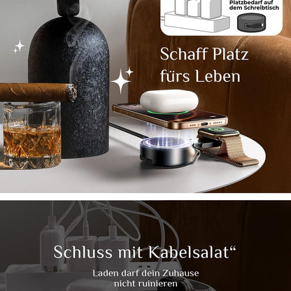 Caricabatterie Wireless Lisen W602 2in1, 15W, 1.67A, Nero YL0324090008
