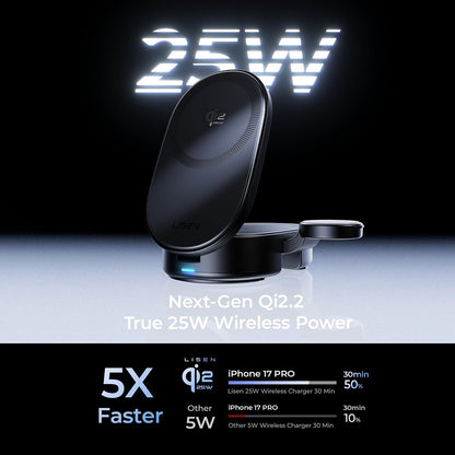 Caricatore Wireless da Rete Lisen W121 3in1, 25W, Nero YL0325080017