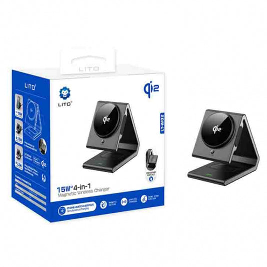 Caricabatterie Wireless Retea Lito LT-W02 4in1, 15W, 1.67A, Nero