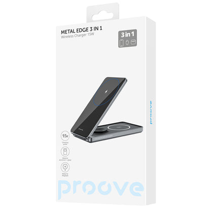 Caricabatterie Rete Wireless Proove Metal Edge 3in1, 15W, 1.67A, Grigio WSME15010003