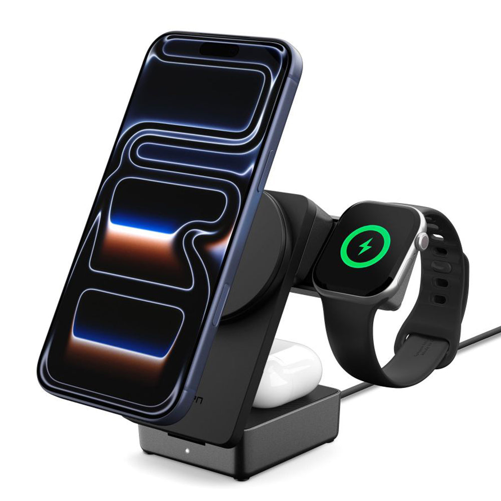 Caricabatterie Wireless Spigen EF323MQ Essential 3in1, 25W, Nero ACH10398