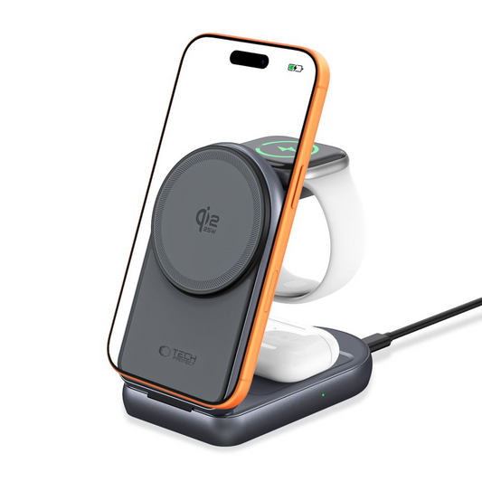 Caricatore da rete wireless Tech-Protect A53 3in1, 25W, Grigio