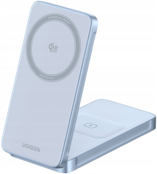 Caricatore Wireless da Rete UGREEN MagFlow 2in1, 25W, Blu, Ricondizionato