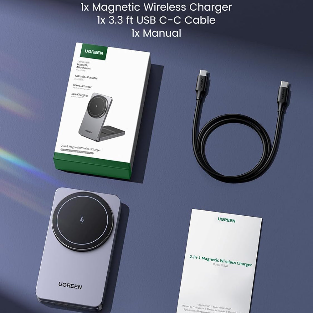 Caricabatterie Wireless UGREEN W528 2in1, 20W, 1.67A, Nero