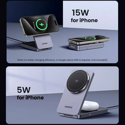 Caricabatterie Wireless UGREEN W706 2in1, 20W, 1.67A, Nero