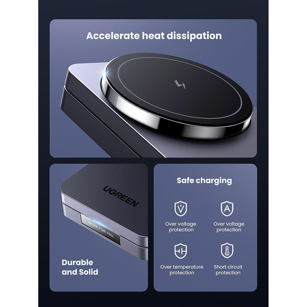 Caricabatterie Wireless UGREEN W528 2in1, 20W, 1.67A, Nero