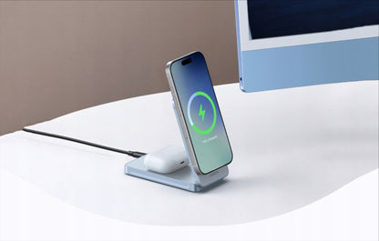 Caricabatterie Wireless UGREEN MagFlow 2in1, 25W, Blu