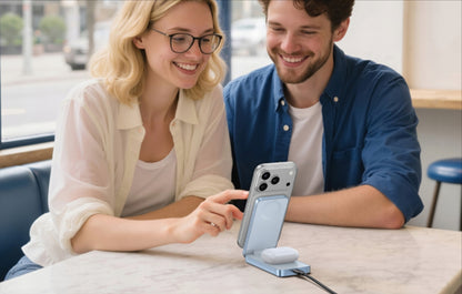 Caricabatterie Wireless UGREEN MagFlow 2in1, 25W, Blu