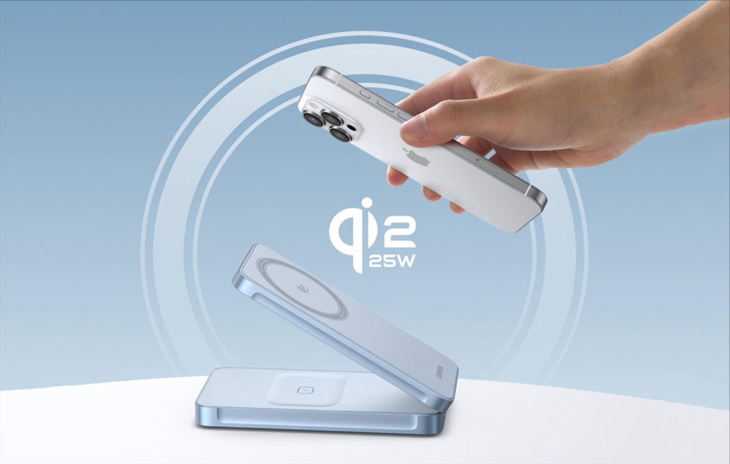 Caricabatterie Wireless UGREEN MagFlow 2in1, 25W, Blu