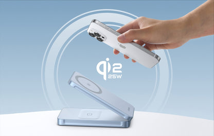 Caricabatterie Wireless UGREEN MagFlow 2in1, 25W, Blu