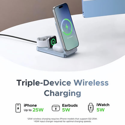 Caricatore Wireless da Rete UGREEN W757 (65901) 3in1, 25W, Blu