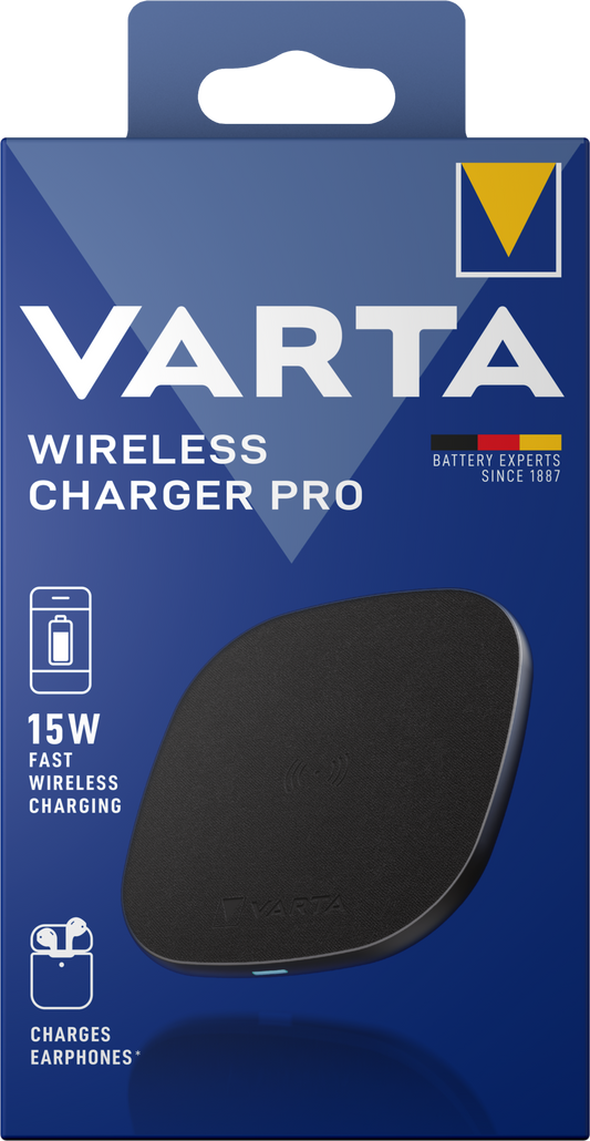 Caricabatterie di rete wireless Varta Pro, 15W, 1,67A, nero