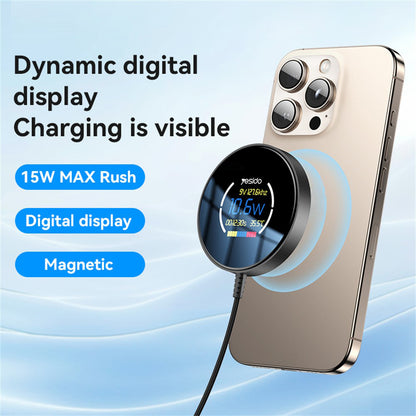 Caricabatterie Wireless Yesido DS28 Display, 15W, 1.67A, Nero