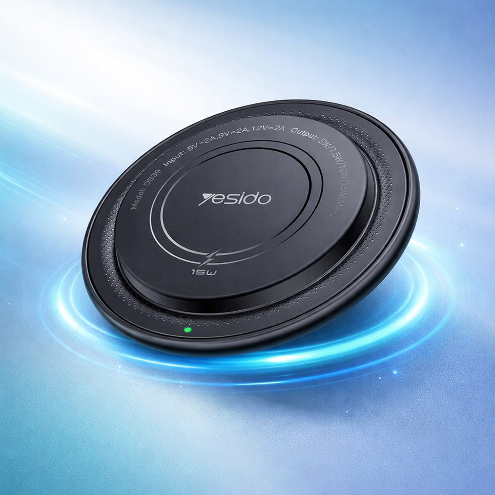 Caricabatterie Wireless Yesido DS39, 15W, 1.67A, Nero