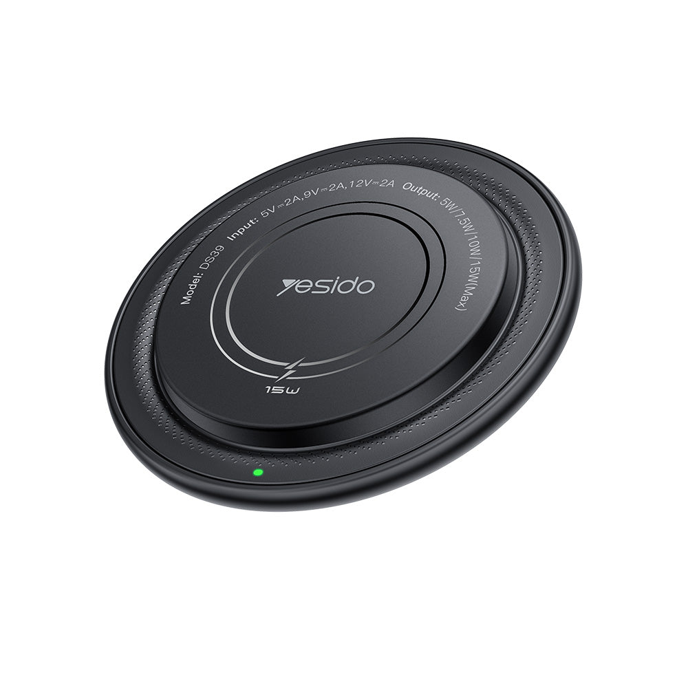 Caricabatterie Wireless Yesido DS39, 15W, 1.67A, Nero