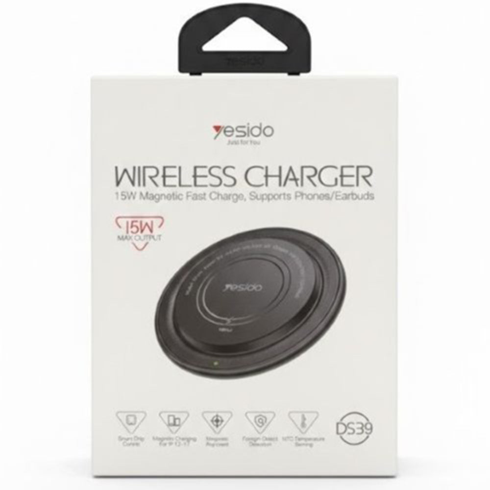 Caricabatterie Wireless Yesido DS39, 15W, 1.67A, Nero