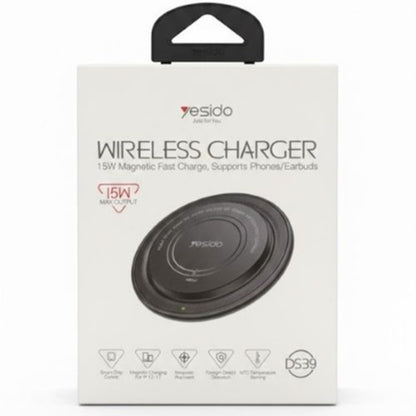 Caricabatterie Wireless Yesido DS39, 15W, 1.67A, Nero