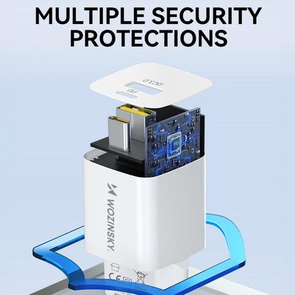 Caricabatterie da Rete WZK WWCEAC, 33W, 3A, 1 x USB-A - 1 x USB-C, Bianco