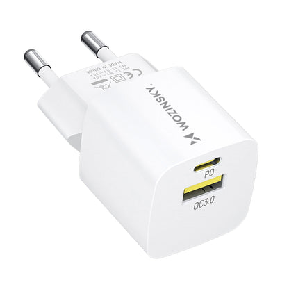 Caricabatterie da Rete WZK WWCEAC, 33W, 3A, 1 x USB-A - 1 x USB-C, Bianco