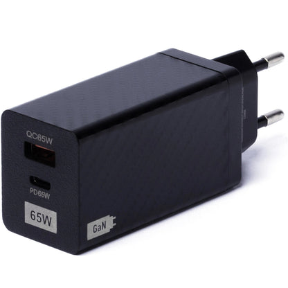 Caricabatterie di rete WZK WWCG01, 65W, 3A, 1 x USB-A - 1 x USB-C, nero 