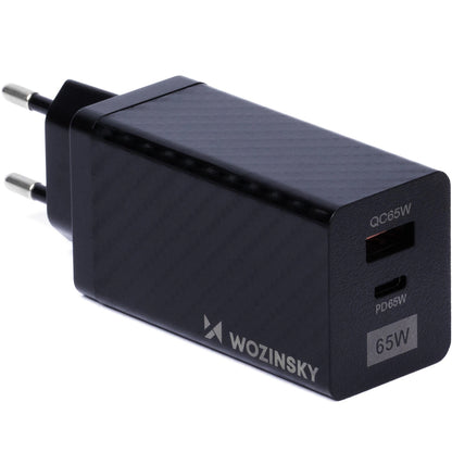 Caricabatterie di rete WZK WWCG01, 65W, 3A, 1 x USB-A - 1 x USB-C, nero 