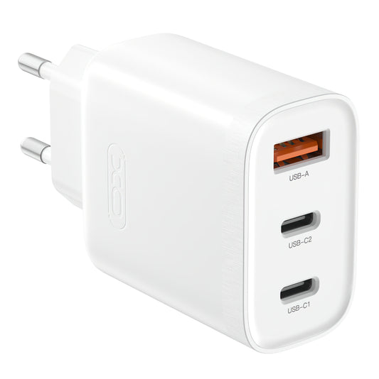 Caricabatterie di rete XO Design L117, 45 W, 3 A, 1 x USB-A - 2 x USB-C, bianco 