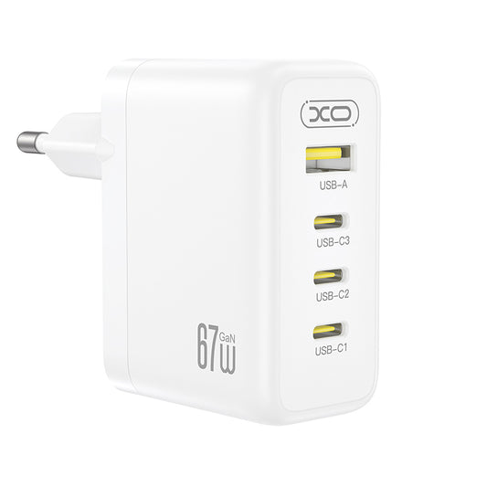 Caricatore da rete XO Design CE39, 67W, 3A, 1 x USB-A - 3 x USB-C, Bianco