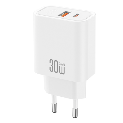 Caricatore da rete XO Design CE42, 30W, 3A, 1 x USB-A - 1 x USB-C, Bianco