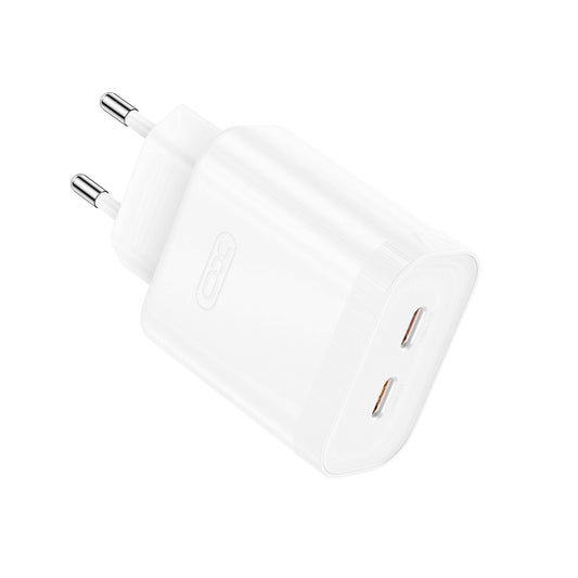 Caricabatterie di rete XO Design L105, 35W, 3A, 2 x USB-C, bianco 