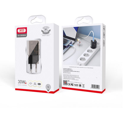 Caricabatterie Rete XO Design CE05, 30W, 3A, 1 x USB-A - 1 x USB-C, Marrone
