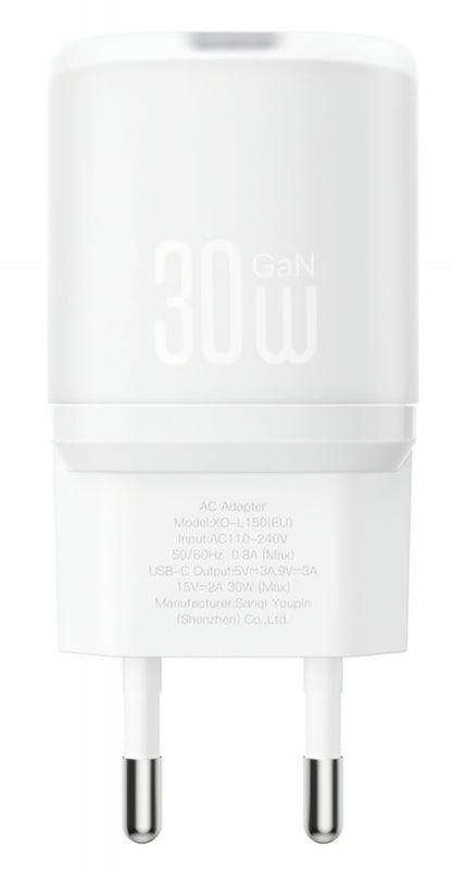 Caricabatterie Rete XO Design L150, 30W, 3A, 1 x USB-C, Bianco
